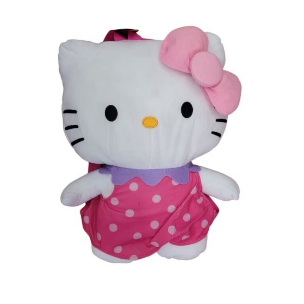 Brand new hello kitty 18” pink polka dot plush backpack